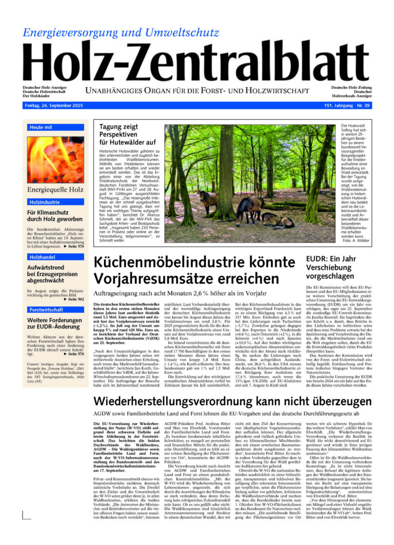 Cover Holzzentralblatt Oktober 2025